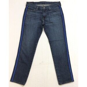 ABERCROMBIE & FITCH Langdon Jean Men 34x30 Skinny Straight Denim Blue Stripe